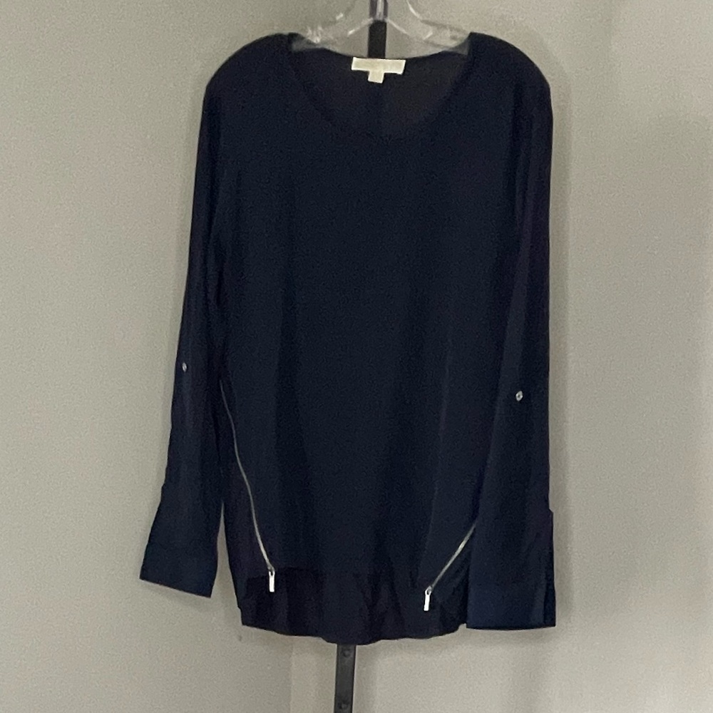 Michael Kors shirt. Navy blue with silver zippers.